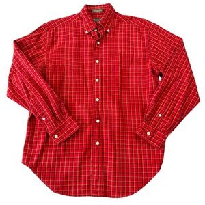 Lyle & Scott Men's Medium Red‎ Plaid Button Down Shirt 100% Combed Cotton Casual
